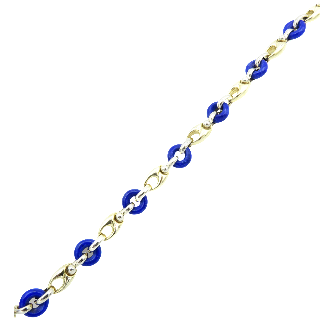 Bracelet en or jaune 18K Lapis lazuli . Poids: 12,90 gr. 