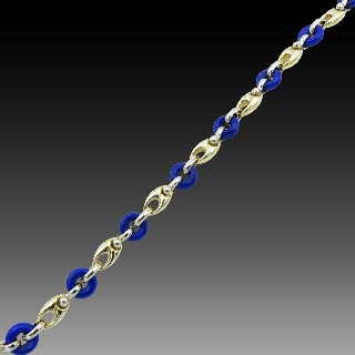 Bracelet en or jaune 18K Lapis lazuli . Poids: 12,90 gr. 