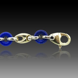 Bracelet en or jaune 18K Lapis lazuli . Poids: 12,90 gr. 