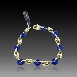 Bracelet en or jaune 18K Lapis lazuli . Poids: 12,90 gr. 