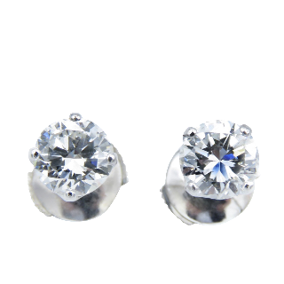 Puces d'oreilles Or gris 18k avec Diamants brillants 0.75 Cts et 0.74 Cts. E-SI2 et F-SI1