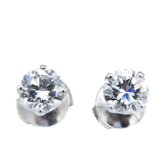 Puces d'oreilles Or gris 18k avec Diamants brillants 0.75 Cts et 0.74 Cts. E-SI2 et F-SI1 Puces d'oreilles Or gris 18k avec Diamants brillants 0.75 Cts et 0.74 Cts. E-SI2 et F-SI1
