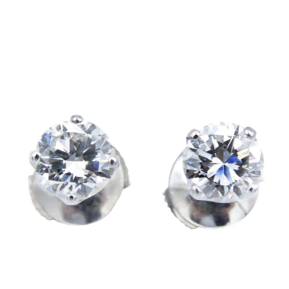 Puces d'oreilles Or gris 18k avec Diamants brillants 0.75 Cts et 0.74 Cts. E-SI2 et F-SI1 Puces d'oreilles Or gris 18k avec Diamants brillants 0.75 Cts et 0.74 Cts. E-SI2 et F-SI1