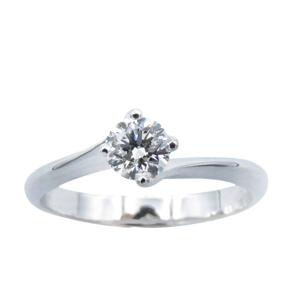 Solitaire Diamant 0.41 Cts F-VS2 (GIA) en platine. Taille 52