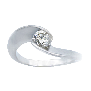 Solitaire Garel "ENVOL" Or gris  18k et Diamant 0,35 Cts. Taille 49.