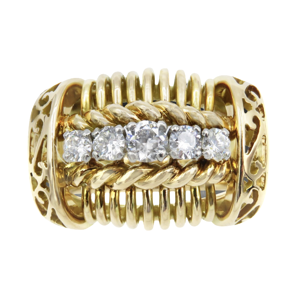 Bague vintage vers 1960 en Or 18K et Platine avec 0,50 Cts de Diamants Bague vintage vers 1960 en Or 18K et Platine avec 0,50 Cts de Diamants