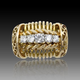 Bague vintage vers 1960 en Or 18K et Platine avec 0,50 Cts de Diamants Bague vintage vers 1960 en Or 18K et Platine avec 0,50 Cts de Diamants