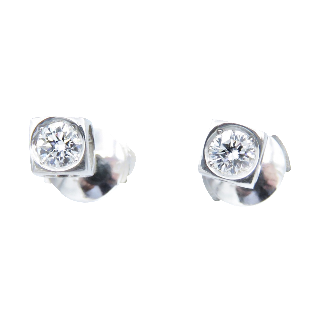 Puces d'oreilles DinhVan Moyen modèle Or gris 18k avec Diamants brillants 