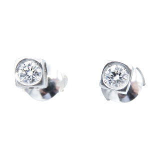 Puces d'oreilles DinhVan Moyen modèle Or gris 18k avec Diamants brillants Puces d'oreilles DinhVan Moyen modèle Or gris 18k avec Diamants brillants