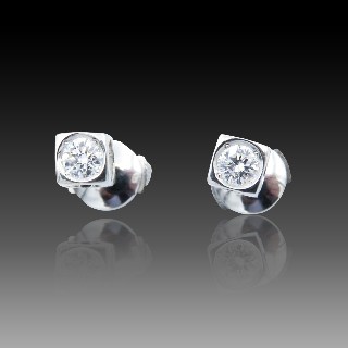Puces d'oreilles DinhVan Or gris 18k avec Diamants brillants 