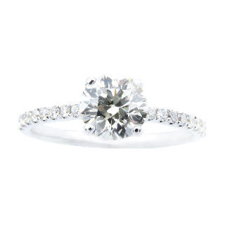 Solitaire Diamant brillant 1.00 Cts J-SI2 en Or 18 Cts + 0.17 Cts.