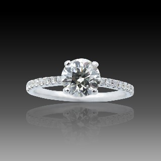 Solitaire Diamant brillant 1.00 Cts J-SI2 en Or 18 Cts + 0.17 Cts.