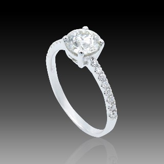Solitaire Diamant brillant 1.00 Cts J-SI2 en Or 18 Cts + 0.17 Cts.