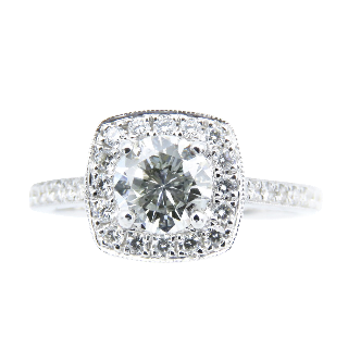 Solitaire Diamant brillant 0,76 Cts I-VS2 en Or 18 Cts + 0.30 Cts.