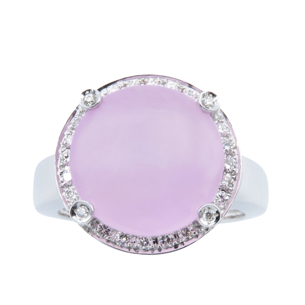 Bague Poiray "Filles cabochon" en Or rose 18k avec quartz rose. taille 52