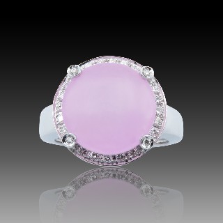 Bague Poiray "Filles cabochon" en Or rose 18k avec quartz rose.