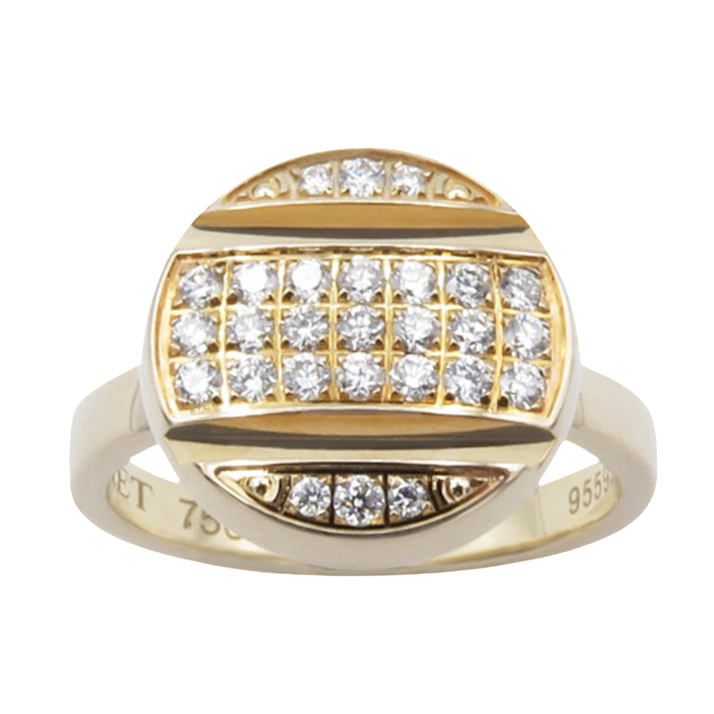 Bague Chaumet "Class One Studs" en or rose 18k et diamants. taille 47