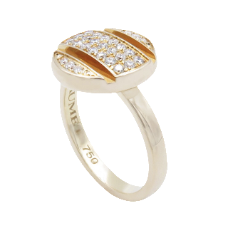 Bague Chaumet "Class One Studs" en or rose 18k et diamants. taille 47