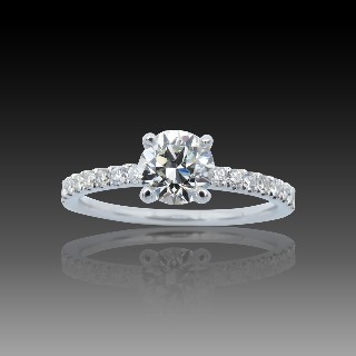 Solitaire Diamant brillant 0,80 Cts I-VS1 en Or 18 Cts + 0.21 Cts.