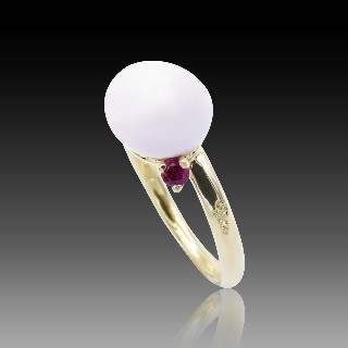 Bague Pomellato "Capri" Céramique rose et or rose 18k de 2018 Full set . Taille 51