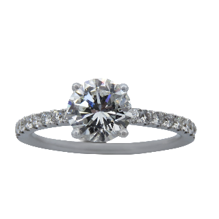 Solitaire Diamant brillant 1.05 Cts G-VVS2 en Or 18 Cts + 0.21 Cts.