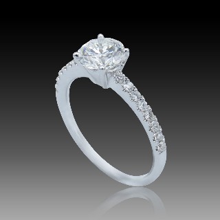 Solitaire Diamant brillant 1.05 Cts G-VVS1 en Or 18 Cts + 0.21 Cts.