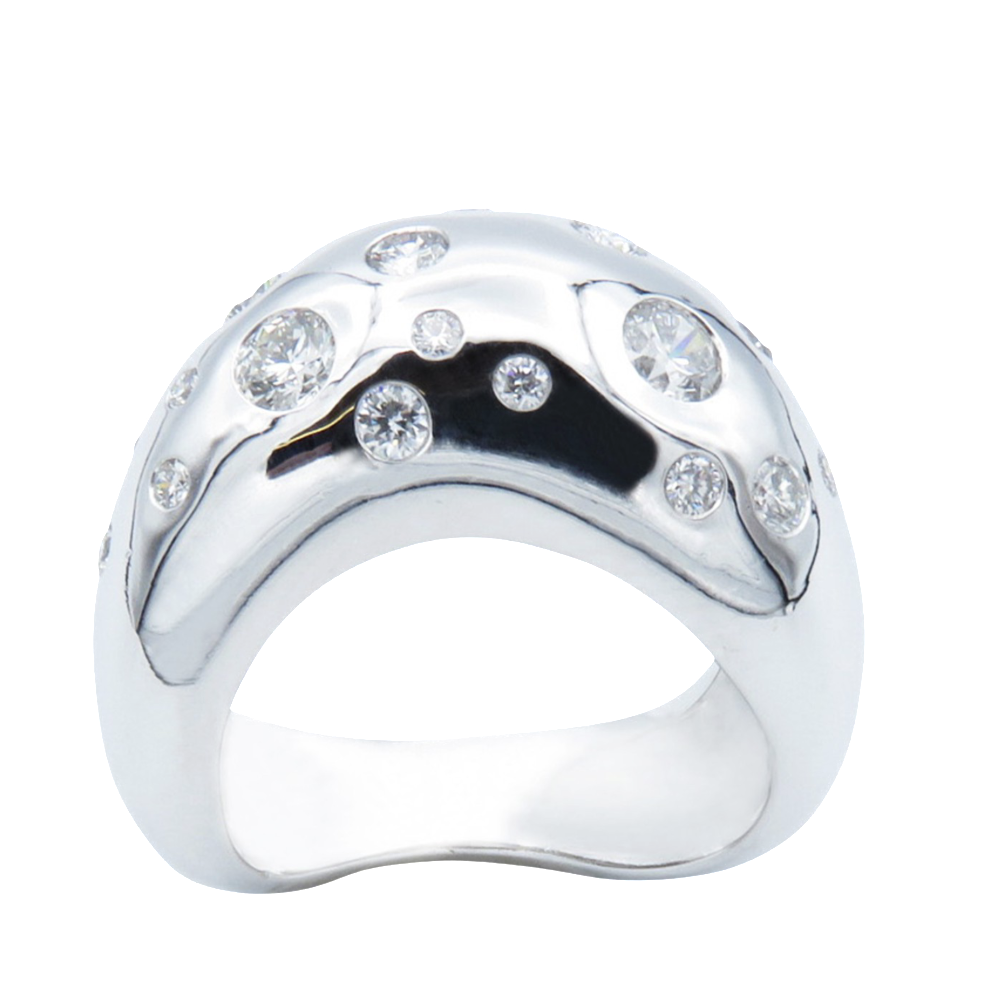 Bague FRED "Mouvementée" en Or gris 18k Diamants .Taille 50. 