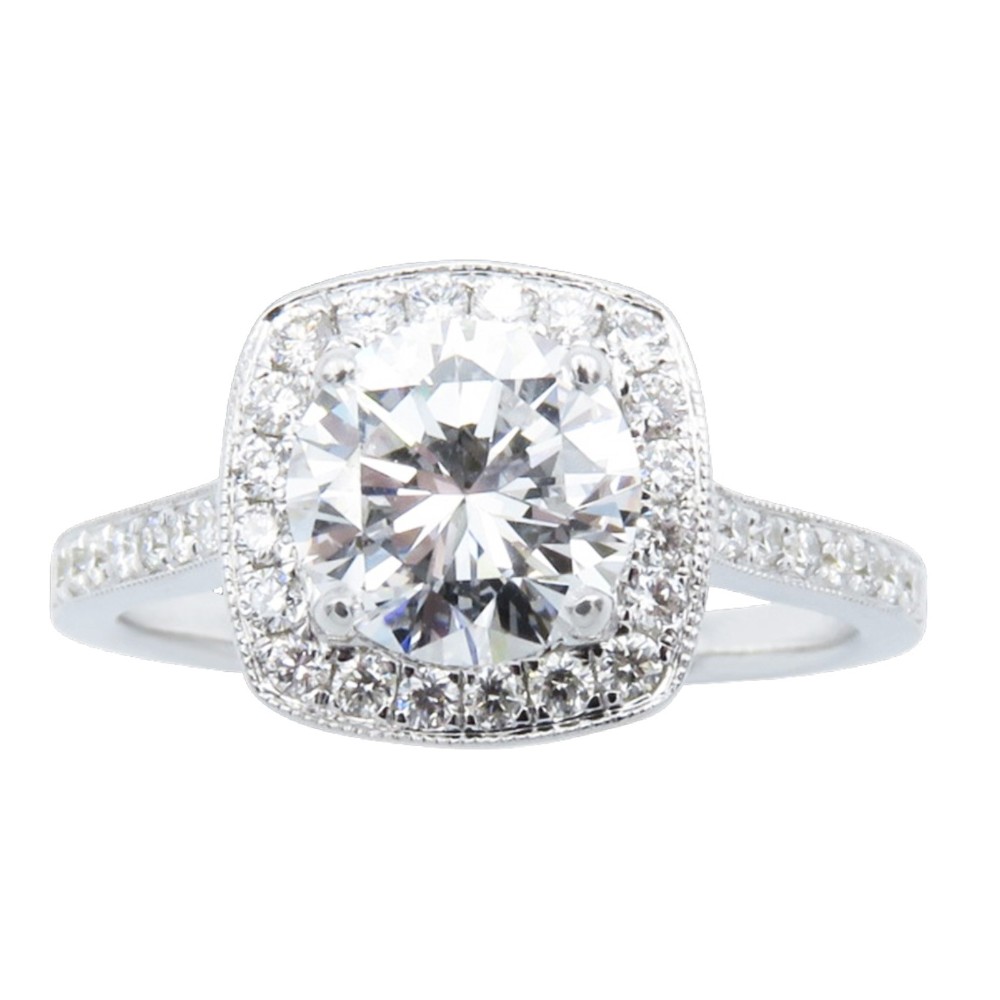 Solitaire Diamant brillant 1.32 Cts D-VVS1 en Or 18 Cts + 0.32 Cts.