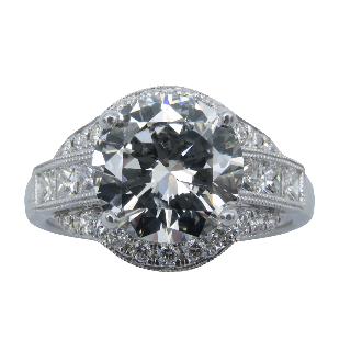 Solitaire en Or gris 18 Cts avec Diamant brillant 3.22 Cts H-SI2 + 0.74 Cts.