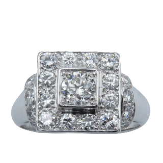 Bague en Or 18k et platine vers 1970 avec 1.30 Cts de Diamants