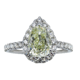 Solitaire Diamant Poire de 1,84 Cts M-SI1. Or gris 18k