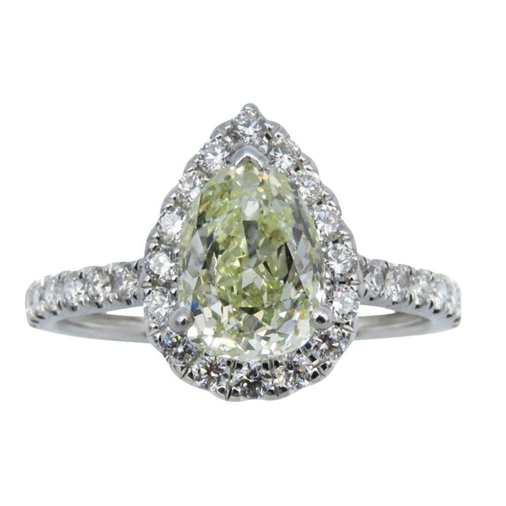 Solitaire Diamant Poire de 1,84 Cts M-SI1. Or gris 18k