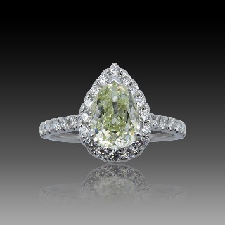 Solitaire Diamant Poire de 1,84 Cts M-SI1. Or gris 18k