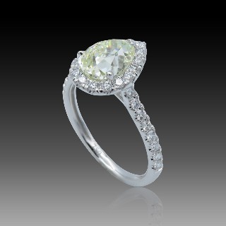 Solitaire Diamant Poire de 1,84 Cts M-SI1. Or gris 18k