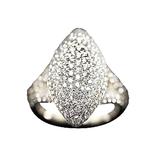 Bague Marquise en Or Gris 18k avec 2.11 Cts de Diamants extrablancs.