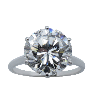 Solitaire en platine avec Diamant brillant 5,24 Cts D-SI1 (LFG)