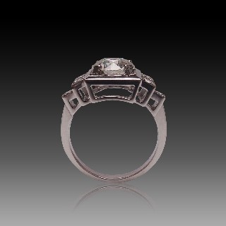 Bague Solitaire style Art Déco Diamant de 2.05 cts Cts H-VVS2 Or 18k.