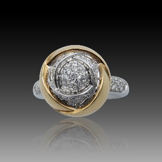 Bague Damiani Bacciolo Large Or rose et gris diamants.Taille 53. 