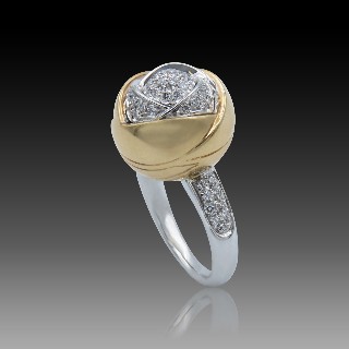 Bague Damiani Bacciolo Large Or rose et gris diamants.Taille 53. 