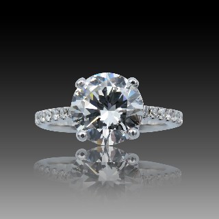 Solitaire en Or gris 18 Cts avec Diamant brillant 2.44 Cts F-VVS2 