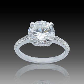 Solitaire en Or gris 18 Cts avec Diamant brillant 2.44 Cts F-VVS2 