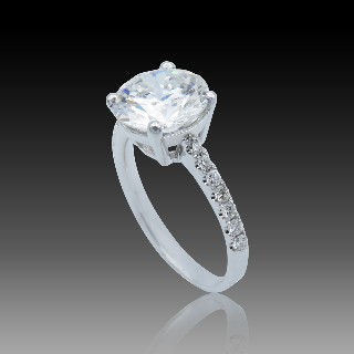 Solitaire en Or gris 18 Cts avec Diamant brillant 2.44 Cts F-VVS2 