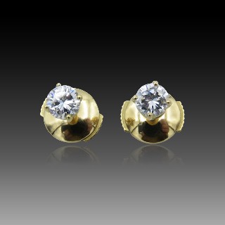 Puces d'oreilles Diamants 2 x 0.23 Cts G-VS en Or Jaune 18k 