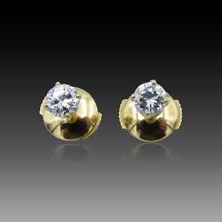 Puces d'oreilles Diamants 2 x 0.23 Cts G-VS en Or Jaune 18k Puces d'oreilles Diamants 2 x 0.23 Cts G-VS en Or Jaune 18k