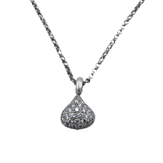  Collier Pendentif Chopard Pushkin Or gris 18k avec Diamants . Full set de 2000