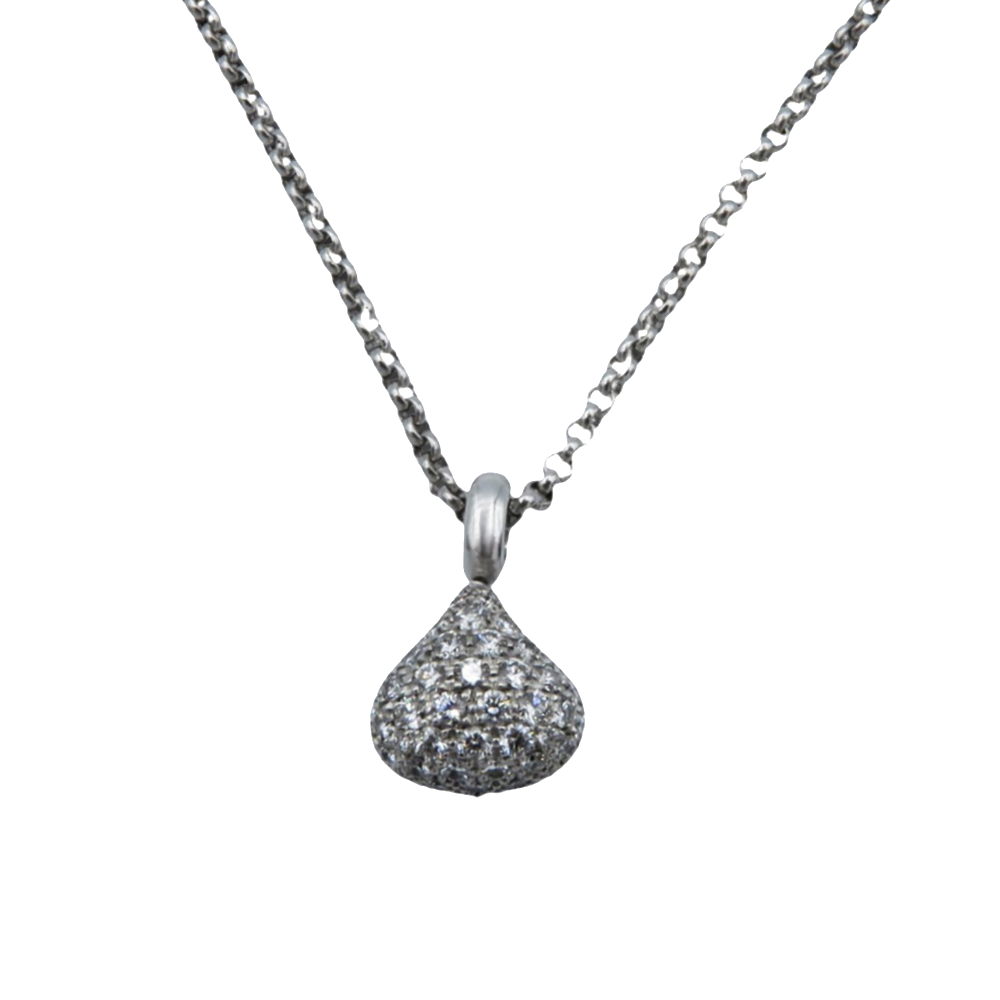  Collier Pendentif Chopard Pushkin Or gris 18k avec Diamants . Full set de 2000