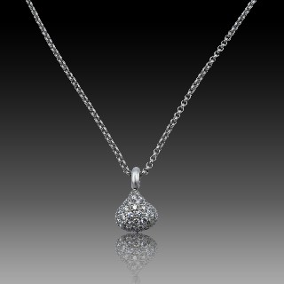  Collier Pendentif Chopard Pushkin Or gris 18k avec Diamants de 2000. Full set.