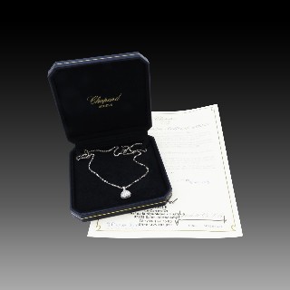  Collier Pendentif Chopard Pushkin Or gris 18k avec Diamants de 2000. Full set.