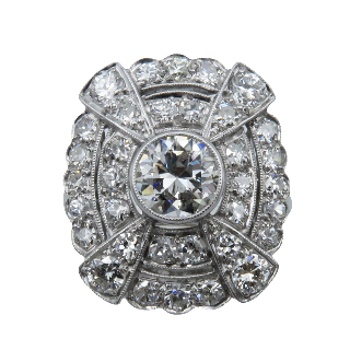 Bague entourage vers 1925 en platine avec 2,20 Cts Ct de Diamants. Taille 55