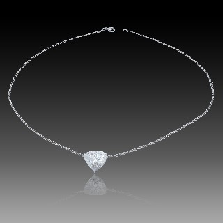 Collier Pendentif or 18K Diamant Coeur de 5.02 Cts D-SI2 (modifié par traitements )